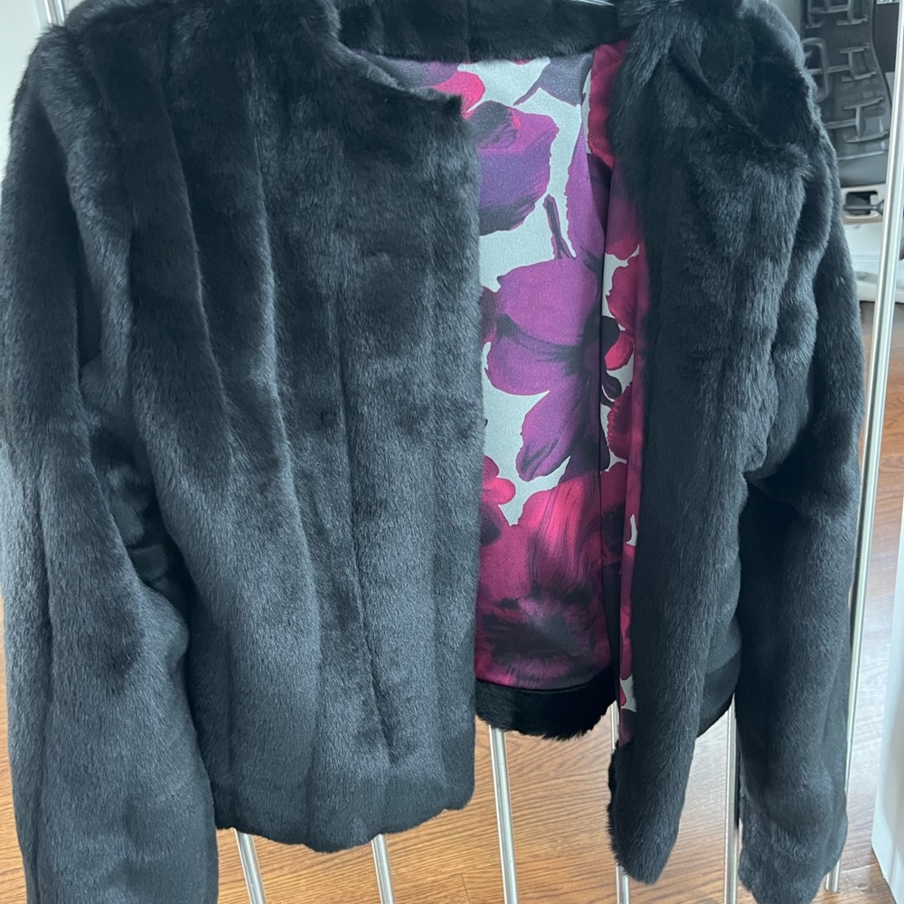 Reversible Black Faux Fur  Jacket  P/S